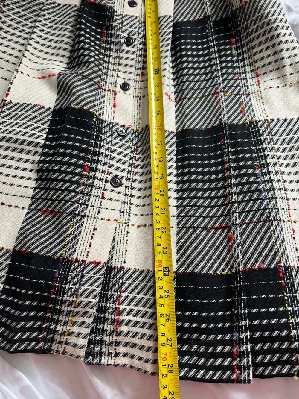 Lanna Lee Classic Black and Cream Plaid Button-Front Midi Skirt size 11/12 - Picture 4 of 6